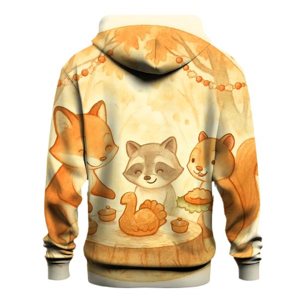 Autumn Wildlife Feast Circle printed hoodies