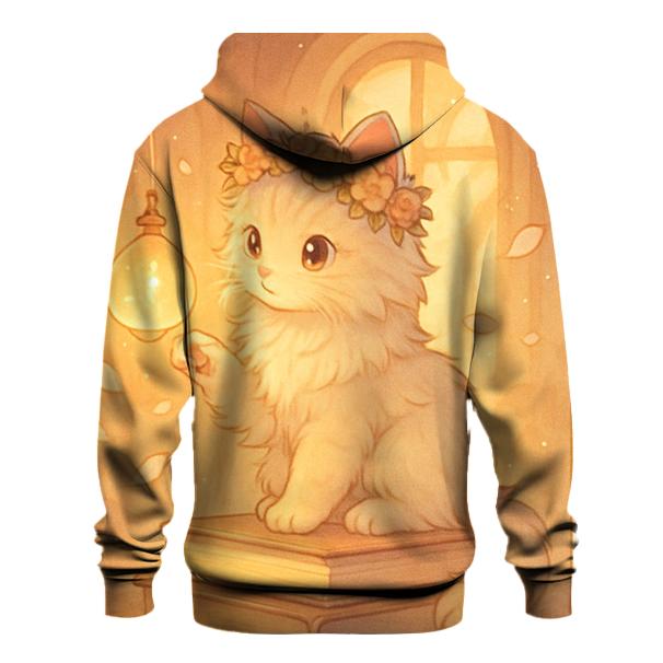 Sunrise Library Cat With Floating Lantern Orbs embroidered hoodies