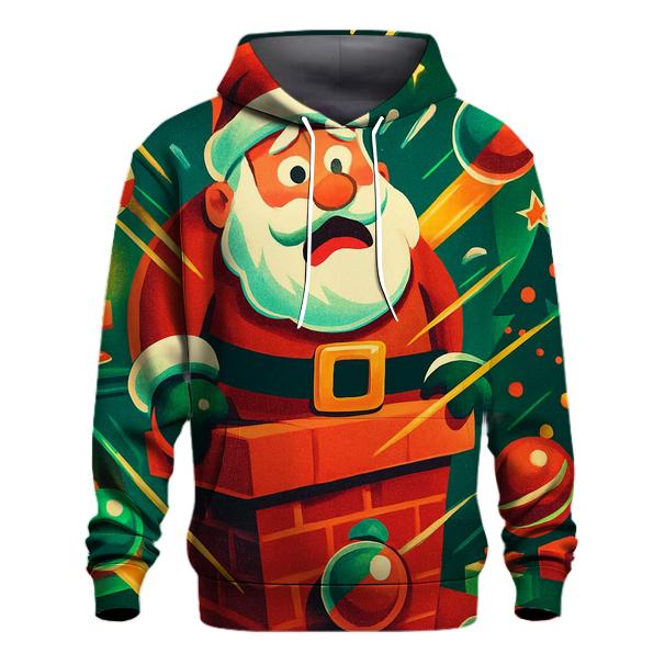 Santa Stuck Chimney Peppermint Pinball graphic hoodies