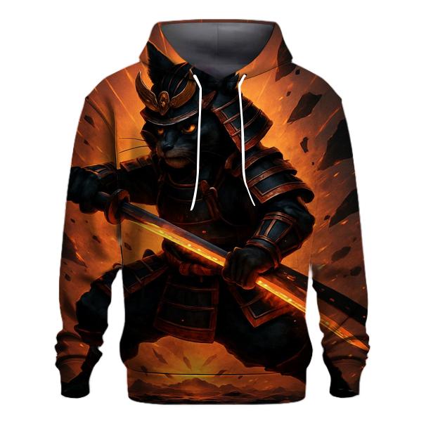 Volcanic Glass Samurai Cat hoodies fashion