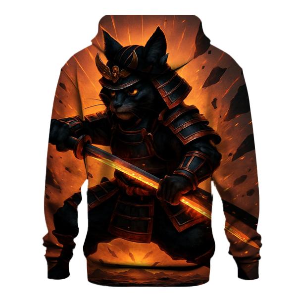 Volcanic Glass Samurai Cat hoodies fashion