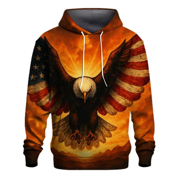 Eagle Sentinel With Burning Horizon Flag premium hoodies