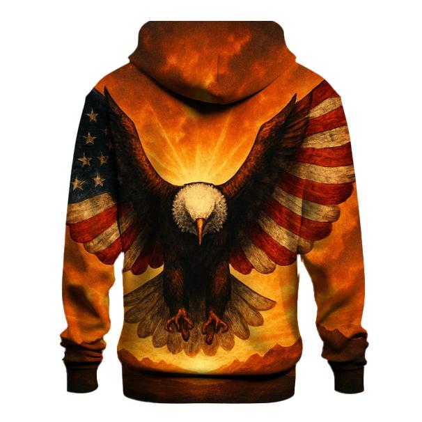 Eagle Sentinel With Burning Horizon Flag premium hoodies