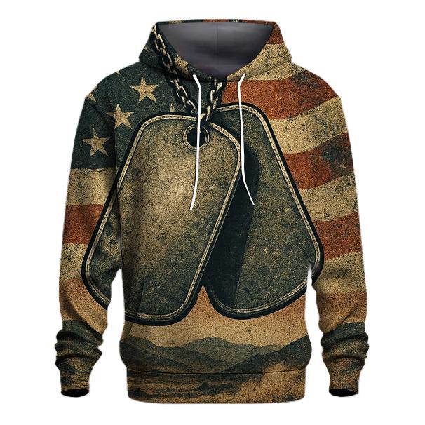 Dog Tags In The Red White And Blue Dust heavyweight hoodies