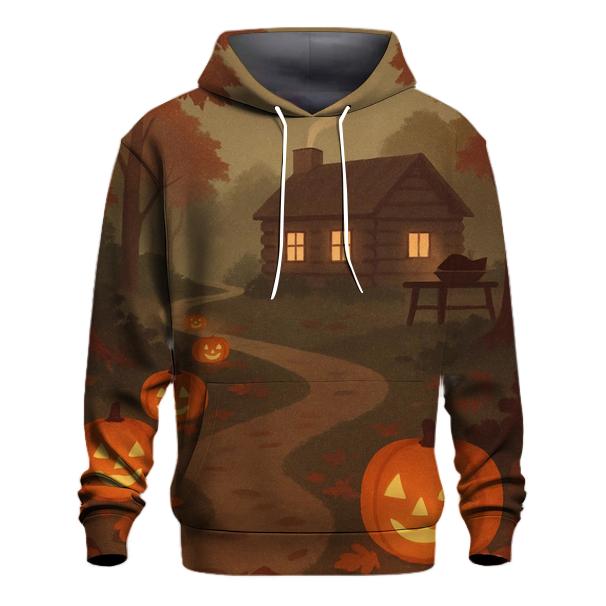 Harvest Lantern Path To Cozy Cabin premium hoodies