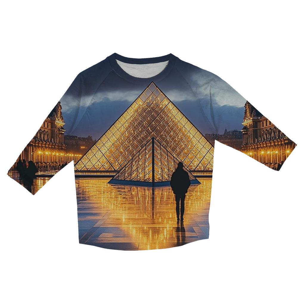 Louvre Museum Paris printed three quarter sleeve shirts