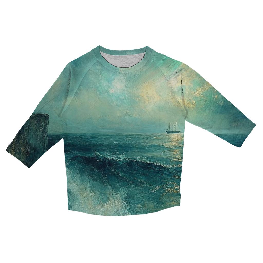 JMW Turner Inspired Aurora Over Stormy Ocean personalized 3/4 sleeve tees