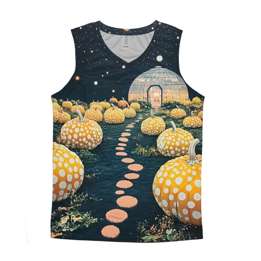 Yayoi Kusama Inspired Cosmic Pumpkin Garden trendy fitted tank tops