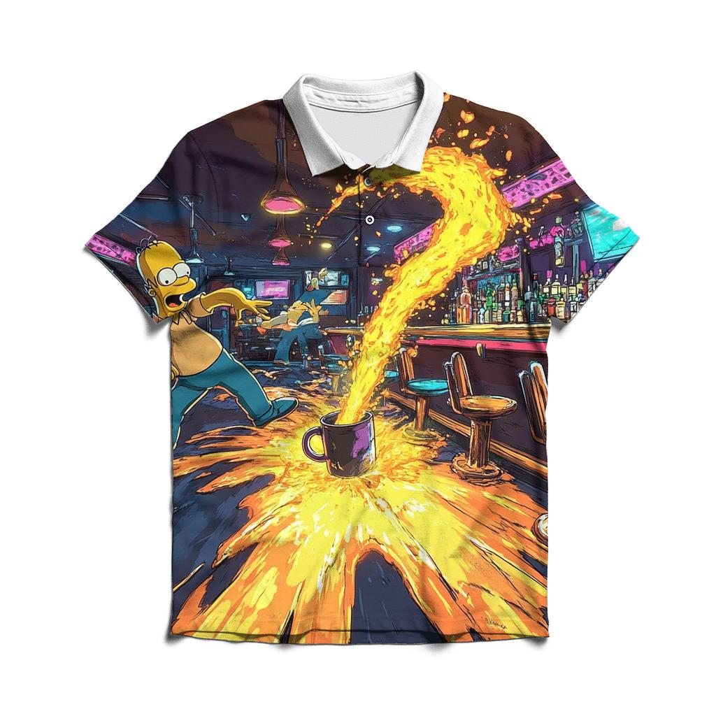 Moes Tavern Neon Spill Dimension designer slim fit polos