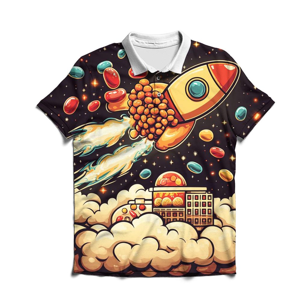 Cereal Mascot Rocket Crunch branded logo polo shirts