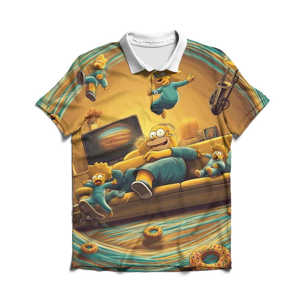 Couch Gag Time Loop Living Room premium cotton polo shirts