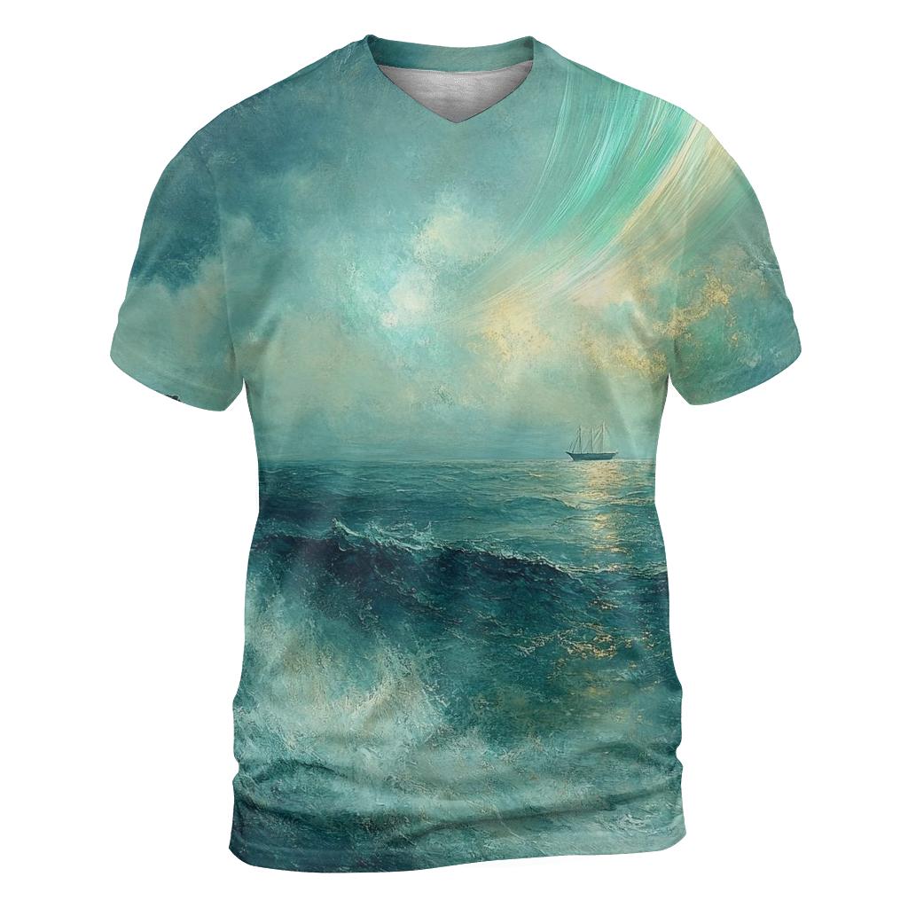 JMW Turner Inspired Aurora Over Stormy Ocean custom all-over print shirts