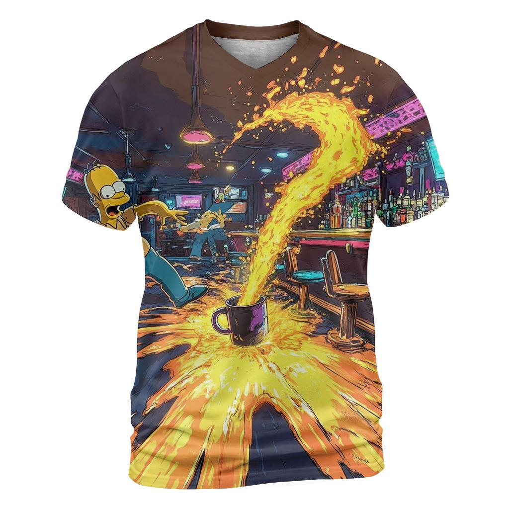 Moes Tavern Neon Spill Dimension vibrant all-over design tees