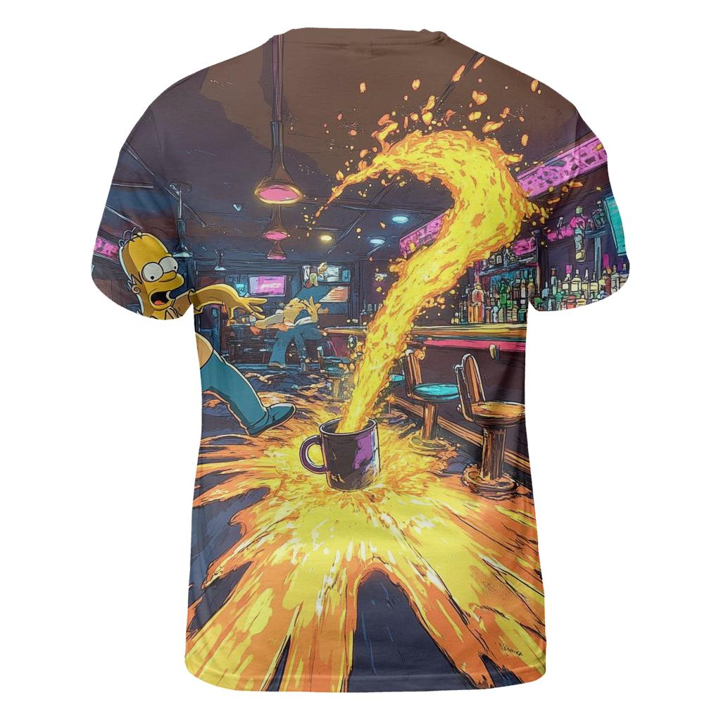 Moes Tavern Neon Spill Dimension vibrant all-over design tees