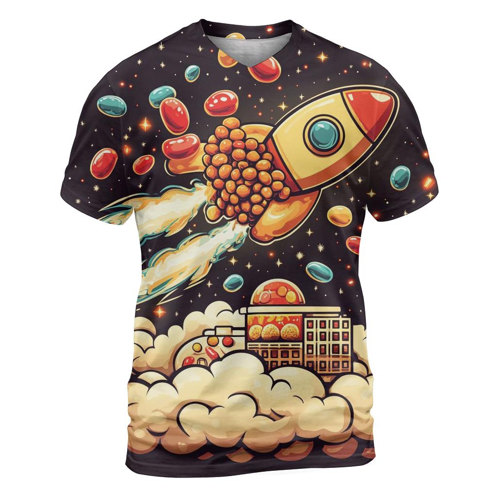 Cereal Mascot Rocket Crunch vibrant all-over design tees