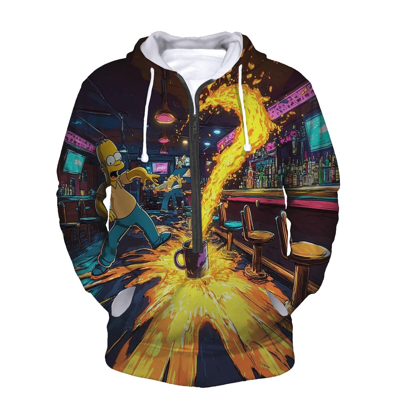 Moes Tavern Neon Spill Dimension graphic hoodies