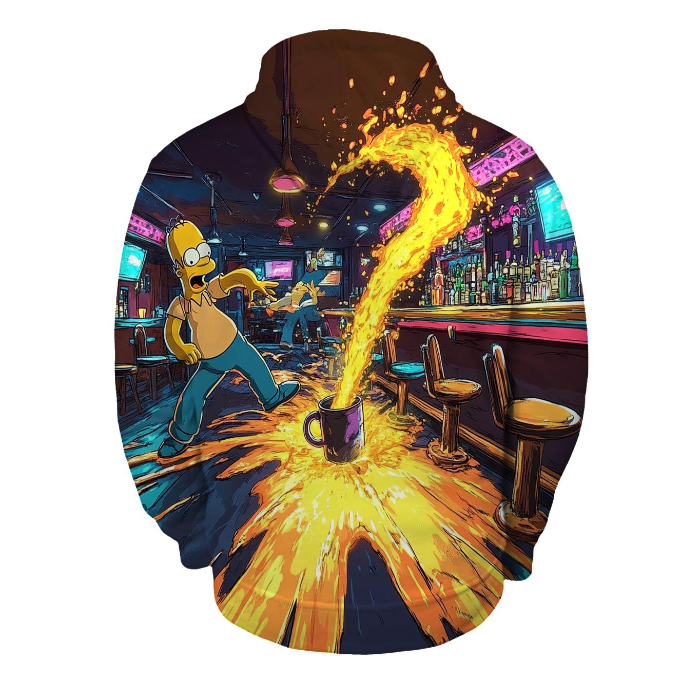 Moes Tavern Neon Spill Dimension graphic hoodies