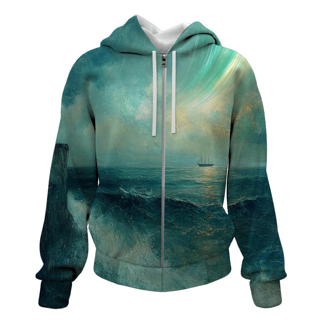 JMW Turner Inspired Aurora Over Stormy Ocean printed hoodies