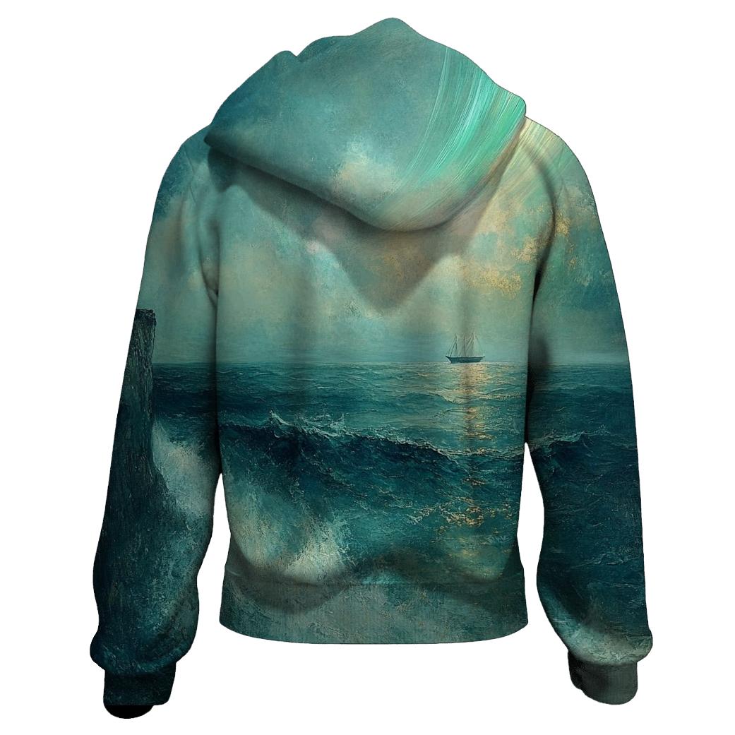 JMW Turner Inspired Aurora Over Stormy Ocean printed hoodies
