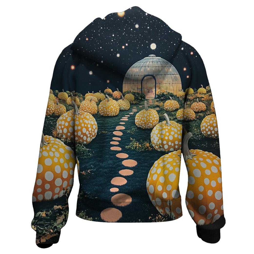 Yayoi Kusama Inspired Cosmic Pumpkin Garden lightweight hoodies