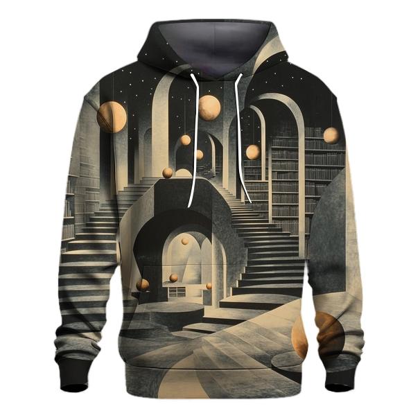 MC Escher Inspired Library Of Orbiting Staircases hoodie designs