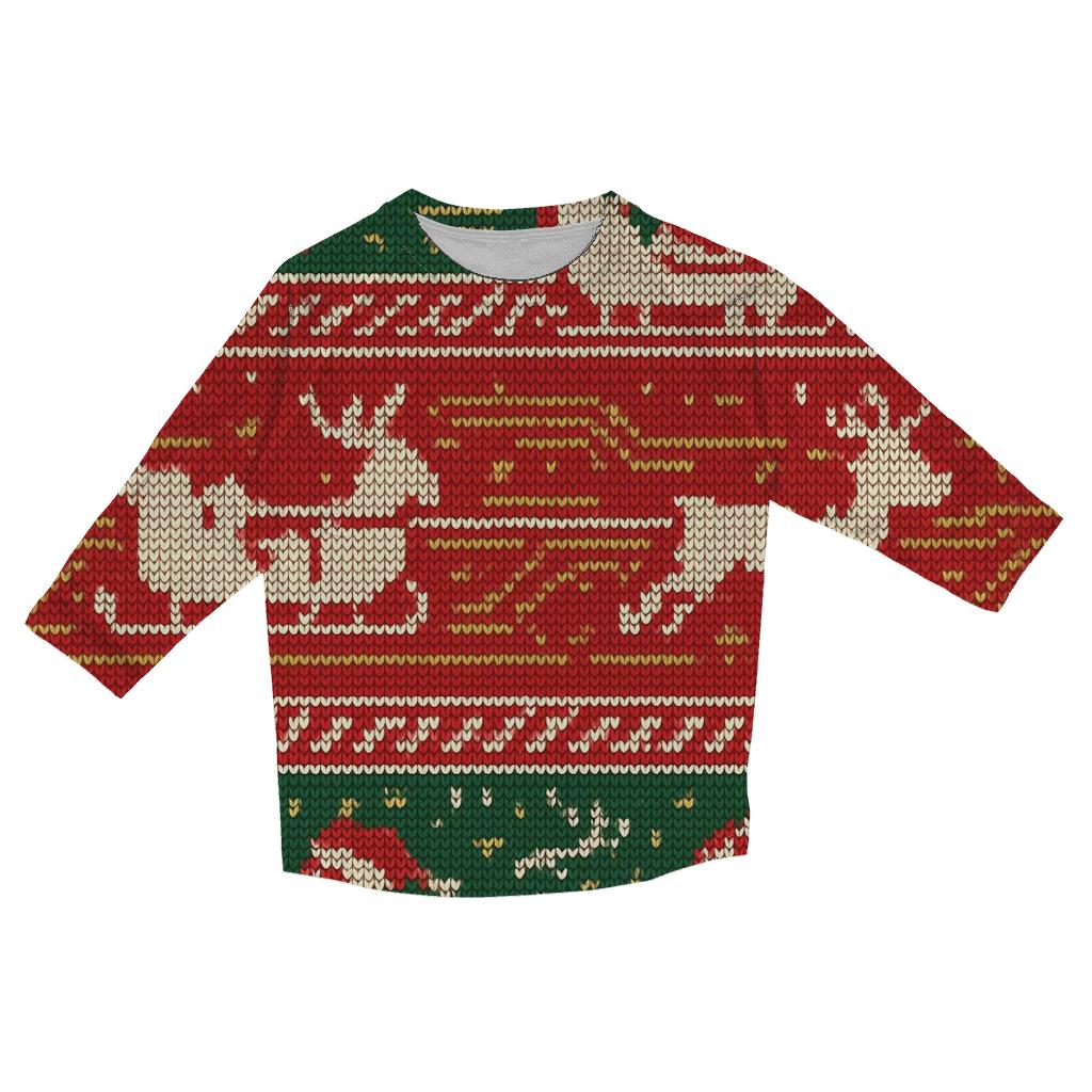 Santa Sleigh Circuit Board Knit Design personalized 3/4 sleeve tees