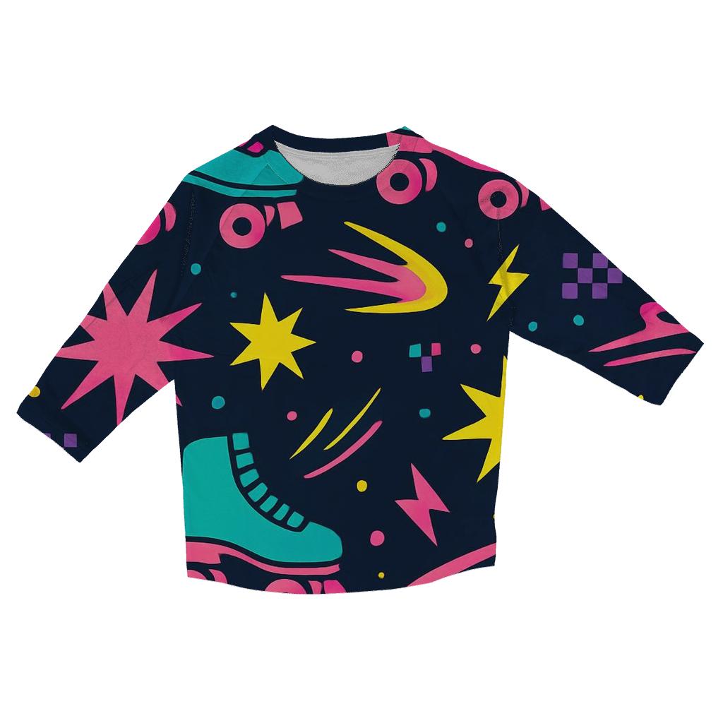 Roller Rink Neon Confetti fashion 3/4 sleeve shirts