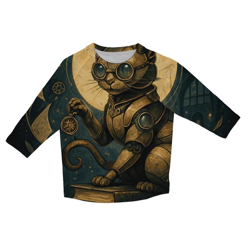 Clockwork Moonlit Librarian Cat fashion 3/4 sleeve shirts