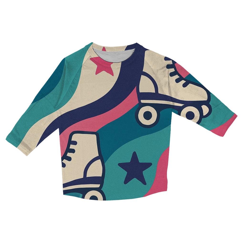 Groovy Roller Rink Waves designer 3/4 sleeve blouses