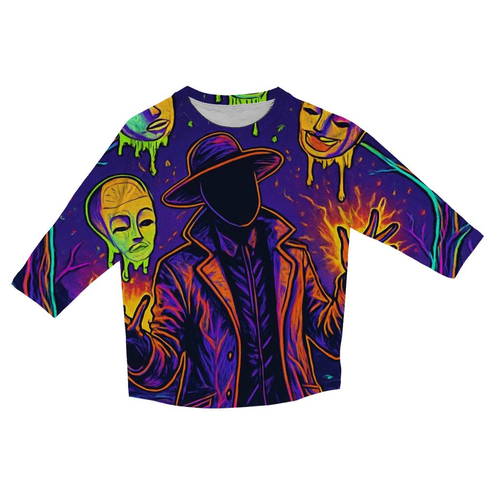 Neon Orchard Of Floating Masks trendy 3/4 sleeve tops