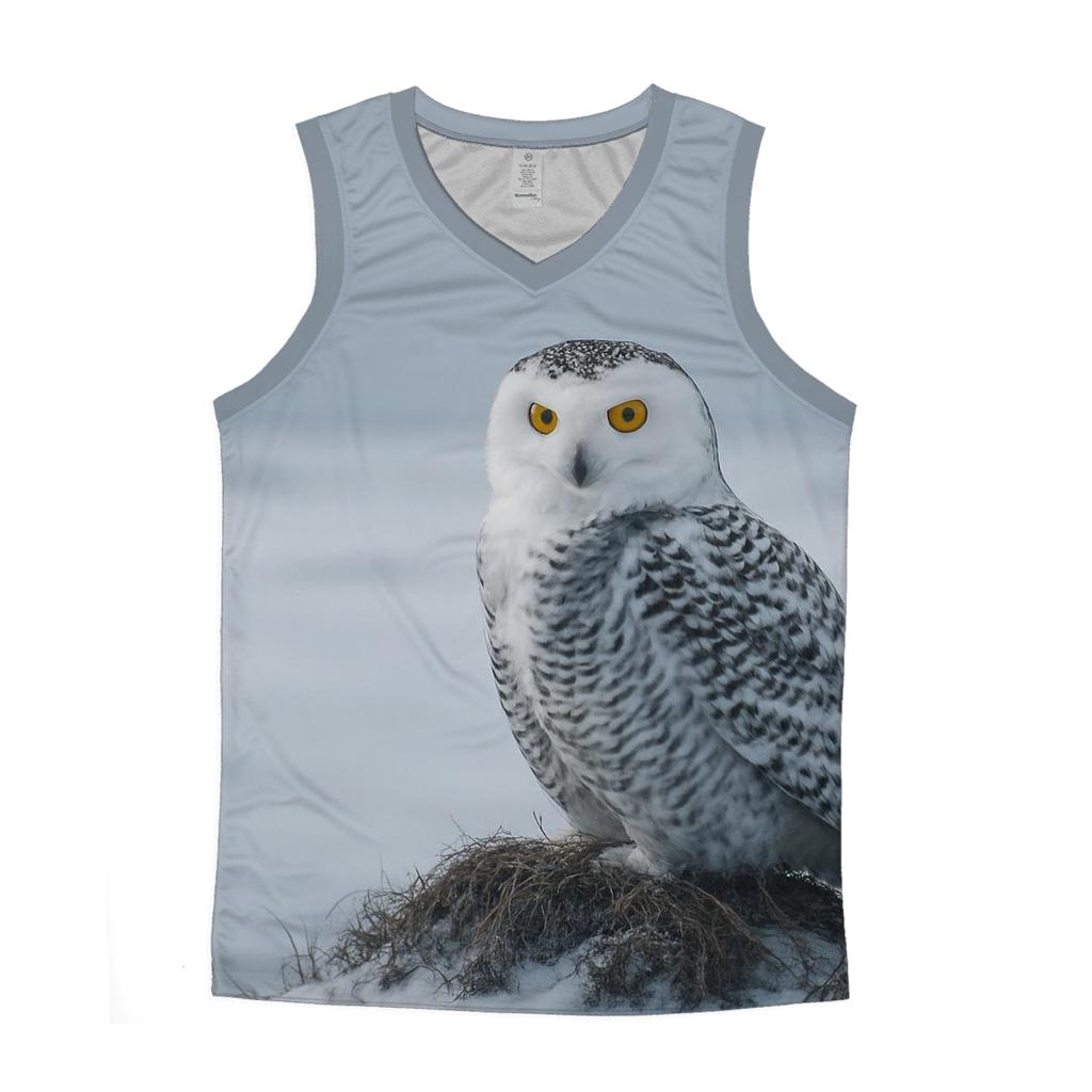Frostline Sentinel Snowy Owl stylish racerback tanks