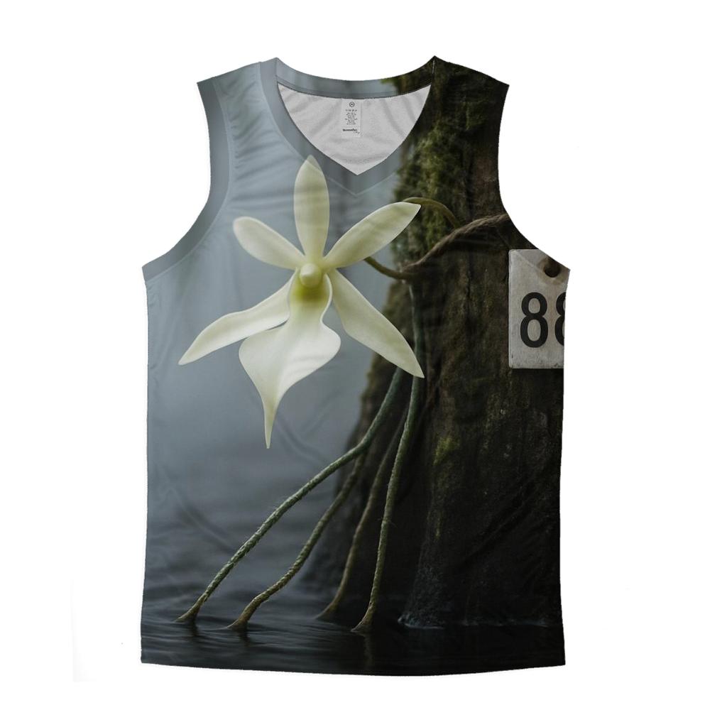 Ghost Orchid Bloom With Conservation Tag In Cypress Swamp cotton sleeveless tops