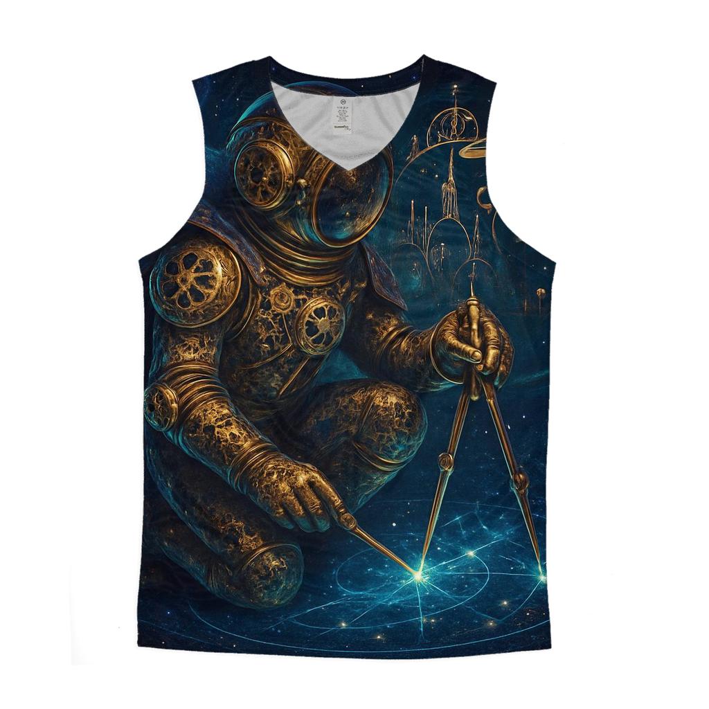 The Clockwork Nebula Cartographer graphic print tank tops