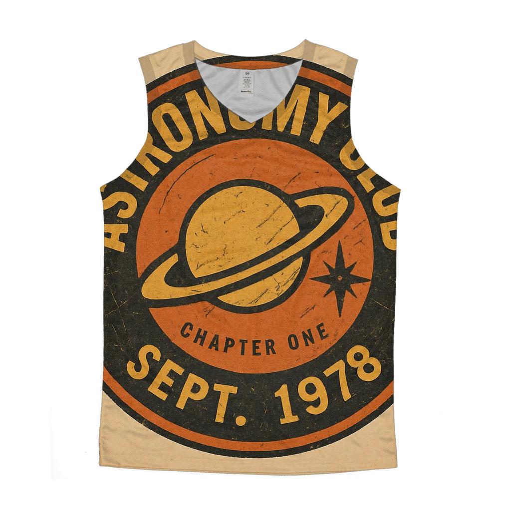 Distressed Vinyl Record Astronomy Club Badge casual summer tank tops