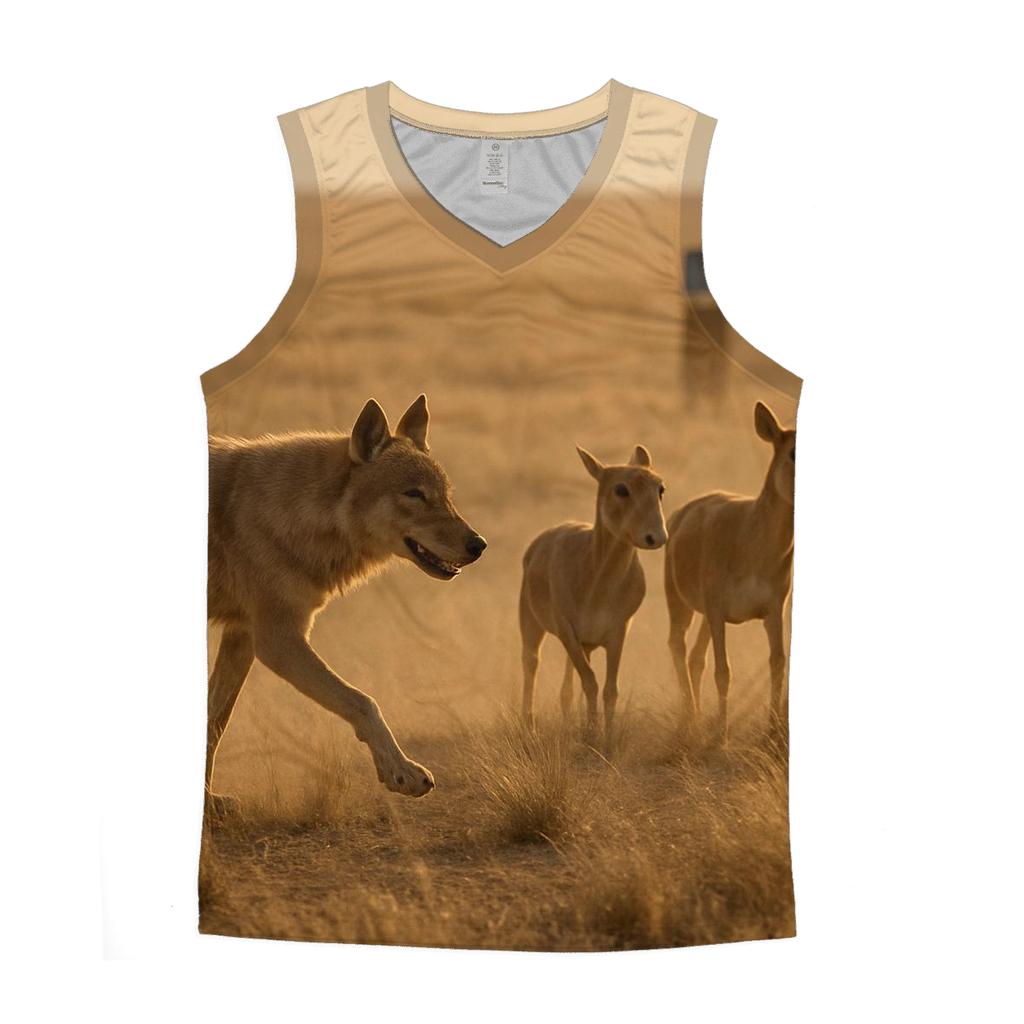 Saiga Steppe Wolf In Windblown Dust personalized athletic tanks