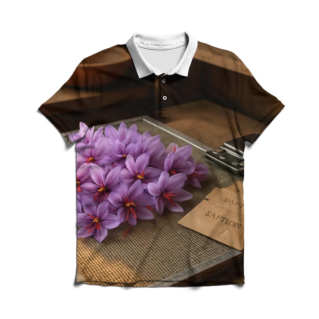 Saffron Crocus Stigmas Drying On Mesh Screen casual sports polo shirts