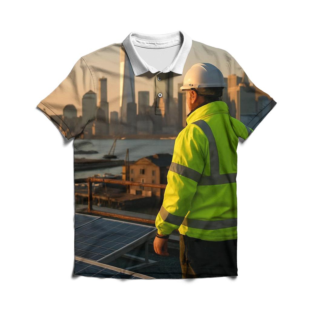 Solar Array Overlook At The Brooklyn Navy Yard casual sports polo shirts