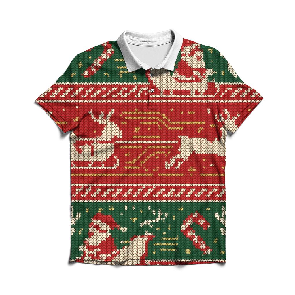 Santa Sleigh Circuit Board Knit Design custom polo shirts