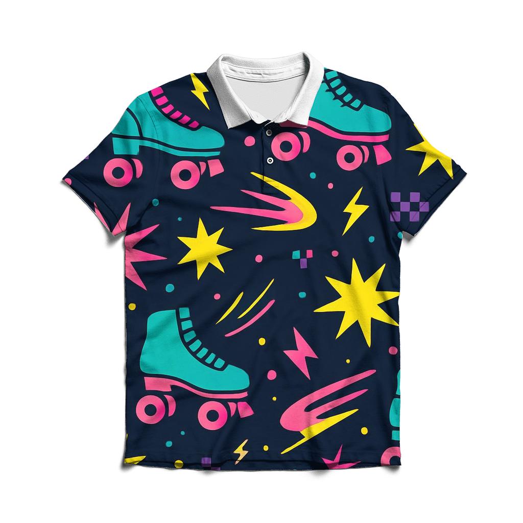 Roller Rink Neon Confetti embroidered polo tops