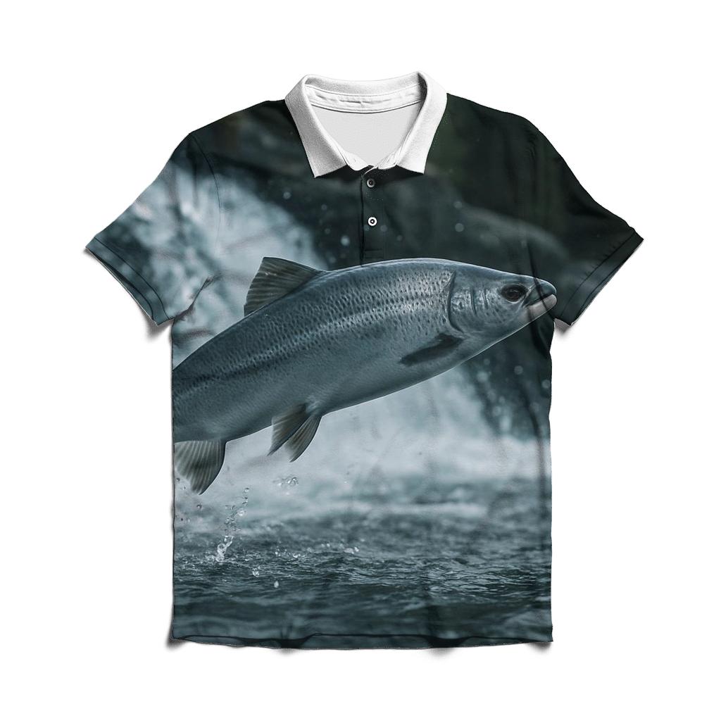 Riverglass Leap Atlantic Salmon personalized polo shirts