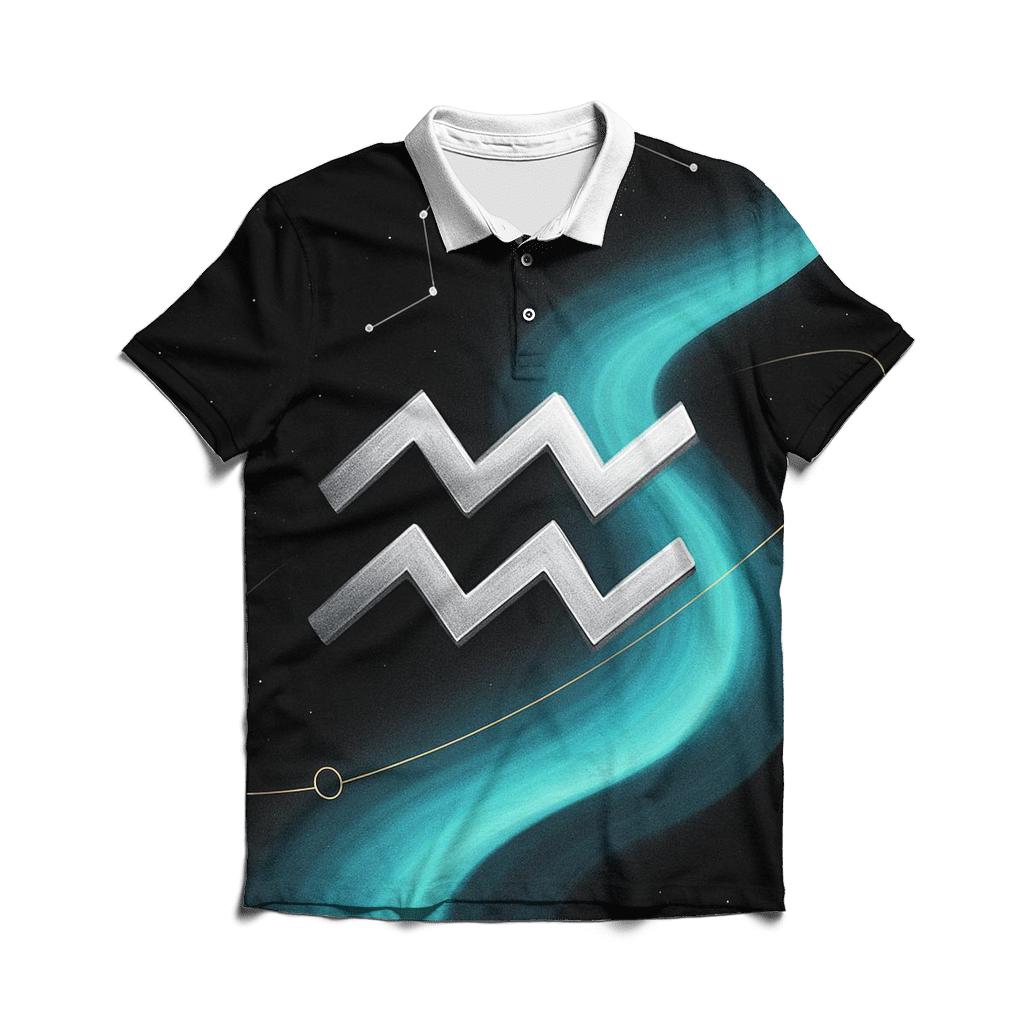 Aquarius Saturnine Water Bearer Orbit casual sports polo shirts