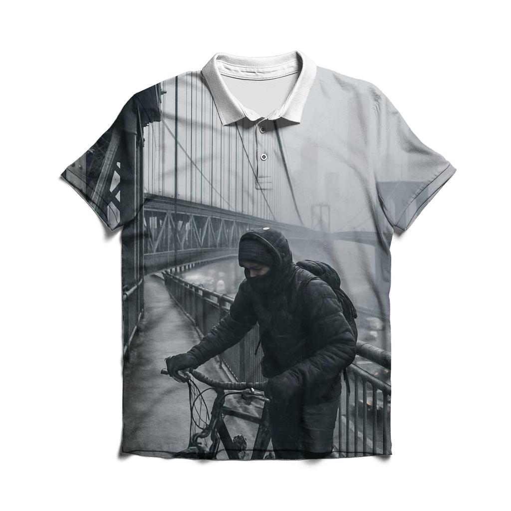Snow Squall Panorama From The Manhattan Bridge Walkway personalized polo shirts