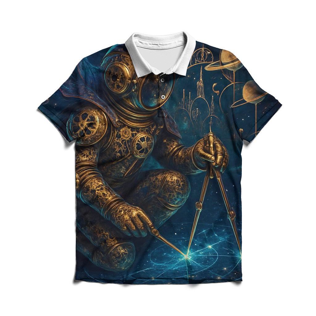 The Clockwork Nebula Cartographer stylish collar polo tees