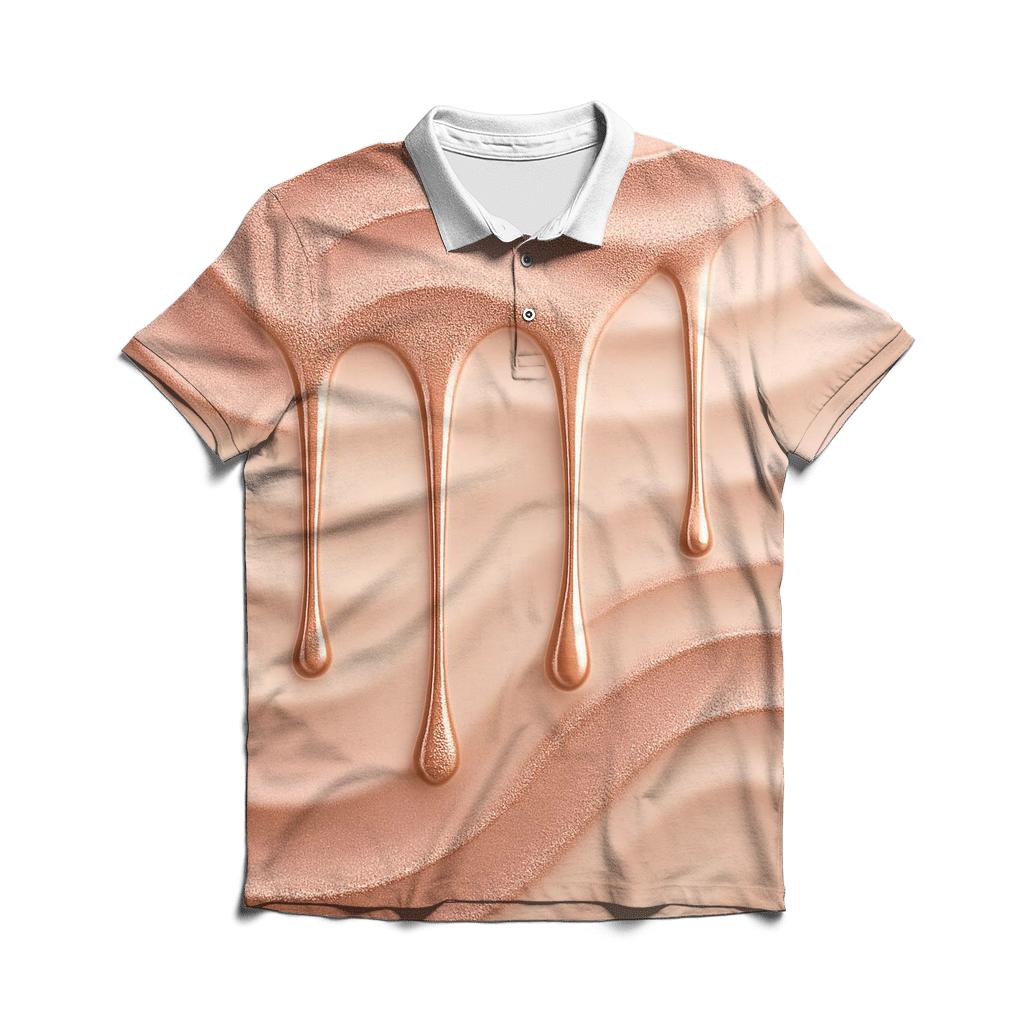 Rose Gold Ripple Drip custom polo shirts