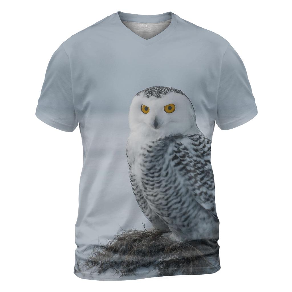 Frostline Sentinel Snowy Owl creative print fashion shirts