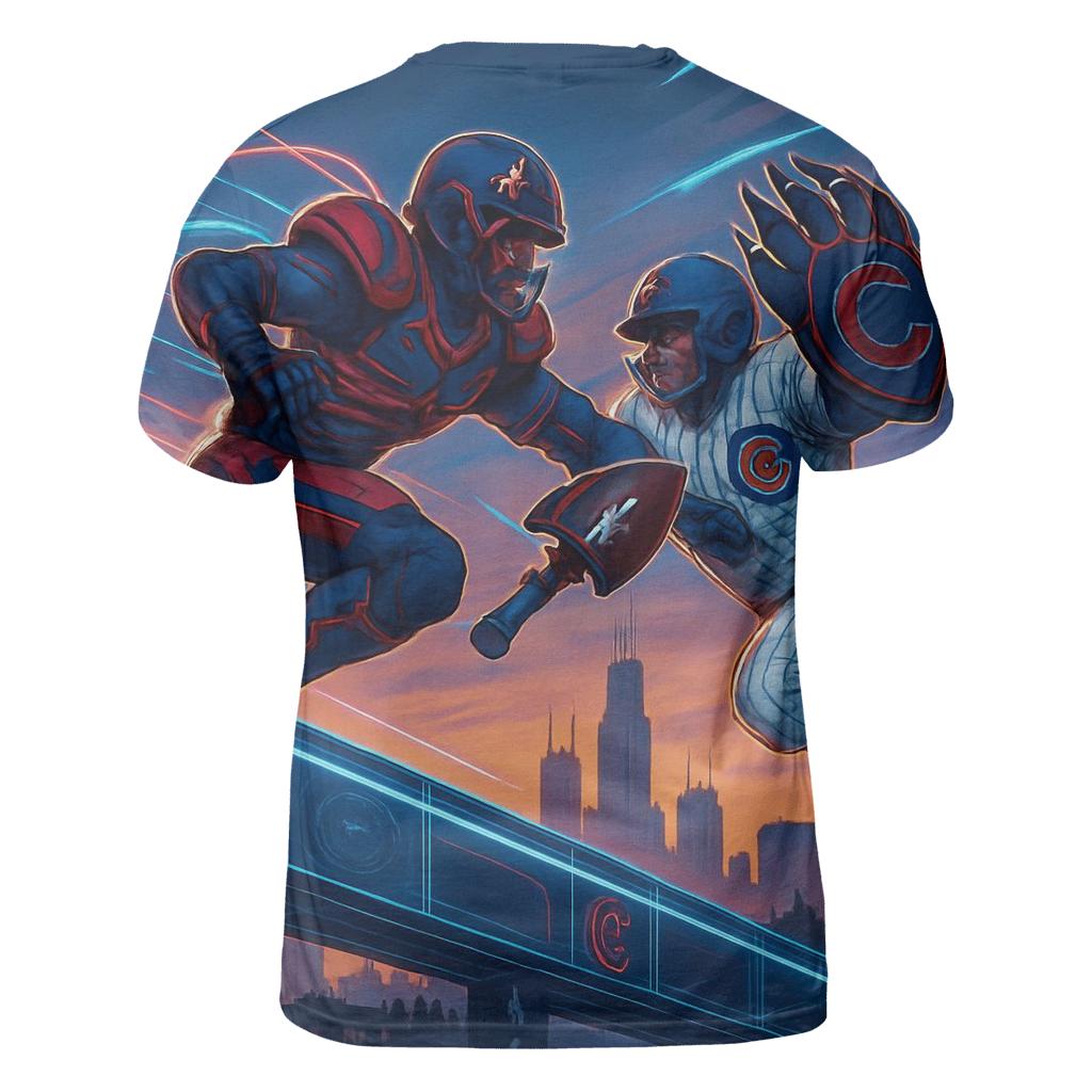 Wrigley Rooftop Skybridge Clash artistic all-over print tops