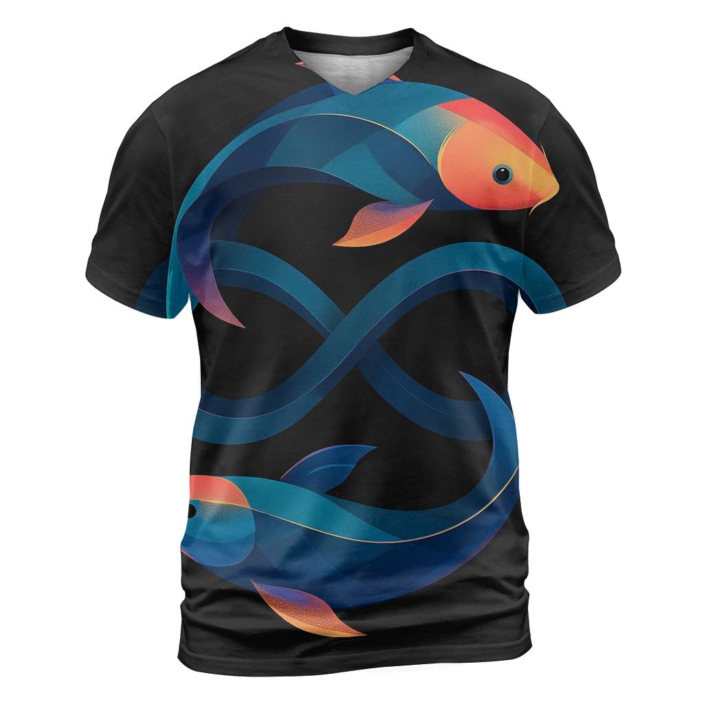 Prismatic Koi Infinity Loop designer pattern shirts