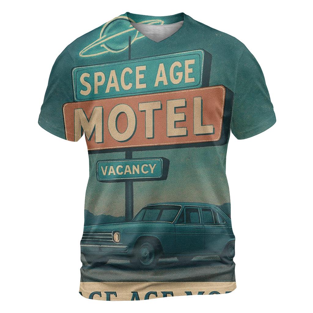 Weathered Space Age Motel Postcard creative print fashion shirts
