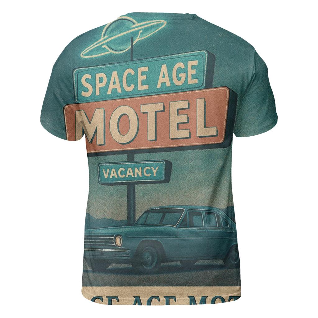 Weathered Space Age Motel Postcard creative print fashion shirts