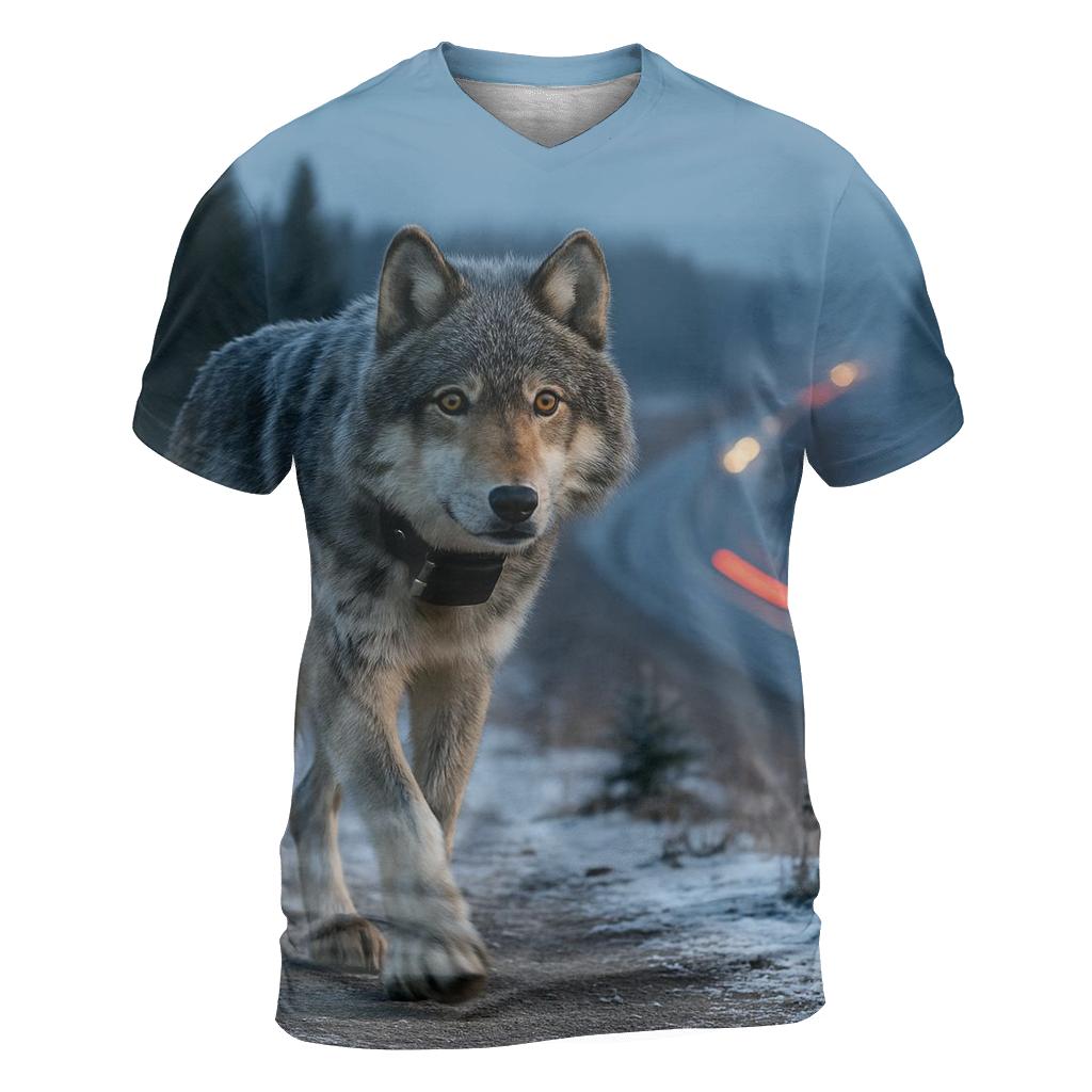 Overpass Sentinel Gray Wolf At Dawn vibrant all-over design tees